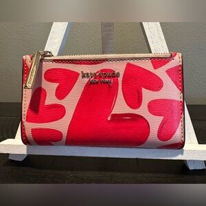 Kate Spade Spencer Ever Fallen, small, slim bifold wallet in tutu pink